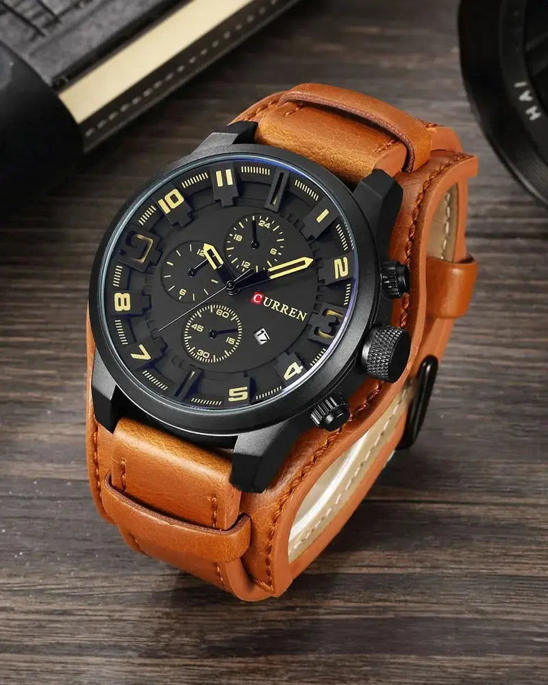 Max - Leather Strap Chronograph Watch