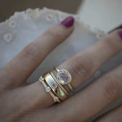 Chloe – Vintage Gold & Zirconia Ring Set