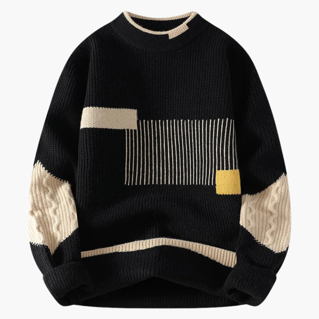Réve | Mock Neck Patchwork Sweater