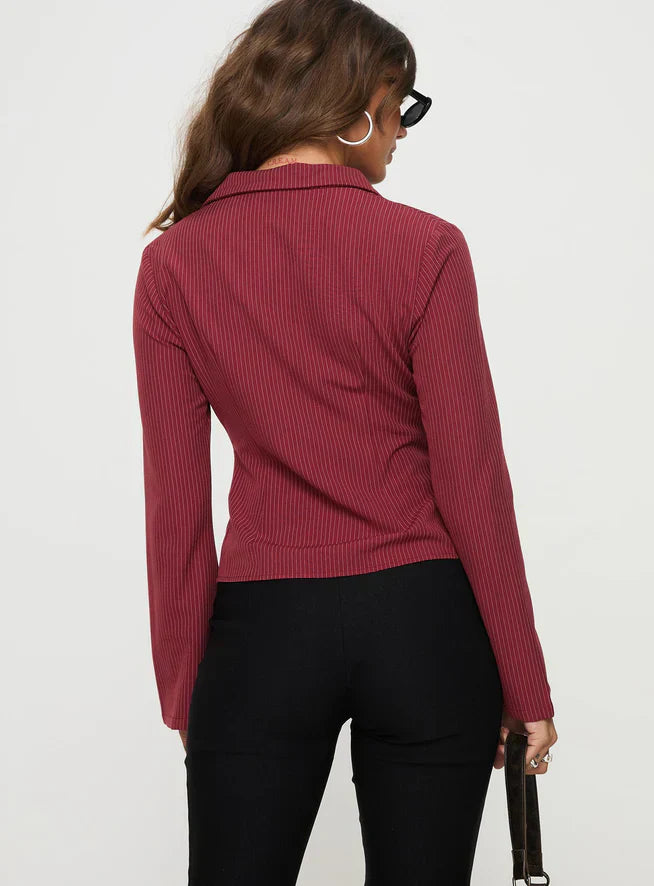 Carina - Stripe Collared Long Sleeve