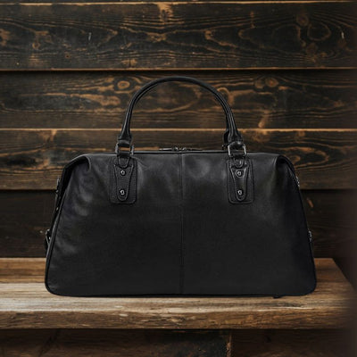 Lawrence - Black Leather Travel Bag