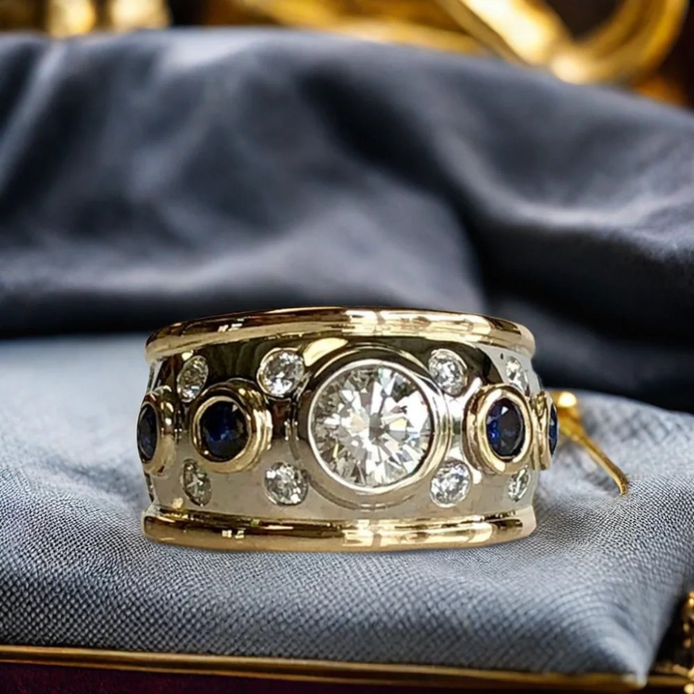 Edna – Vintage Golden Inlaid Zirconia Ring