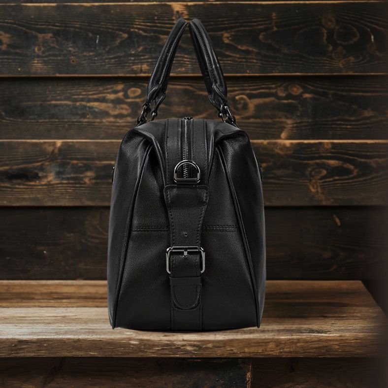 Lawrence - Black Leather Travel Bag