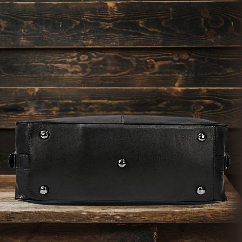Lawrence - Black Leather Travel Bag
