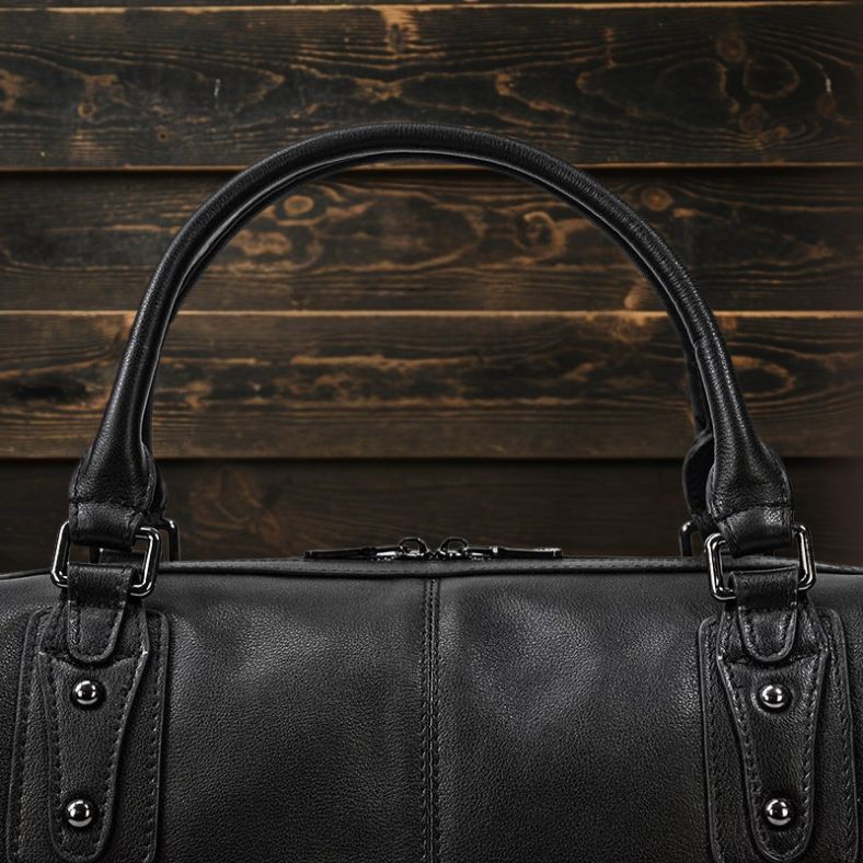 Lawrence - Black Leather Travel Bag
