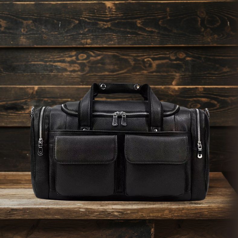 Carl - Black Leather Travel Tote