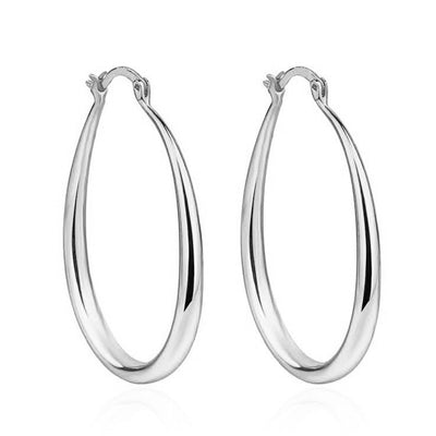Sienna - Geometric Oval Gold Hoop Earrings