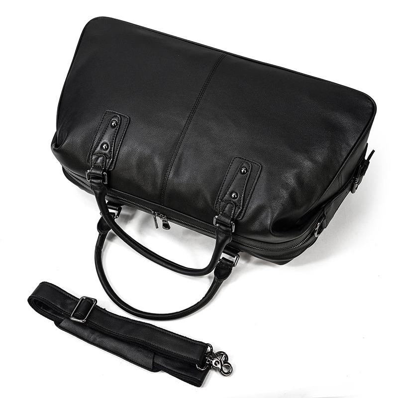 Lawrence - Black Leather Travel Bag