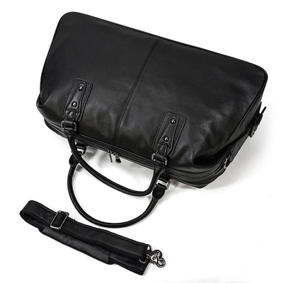 Lawrence - Black Leather Travel Bag