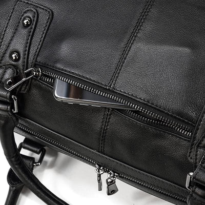 Lawrence - Black Leather Travel Bag