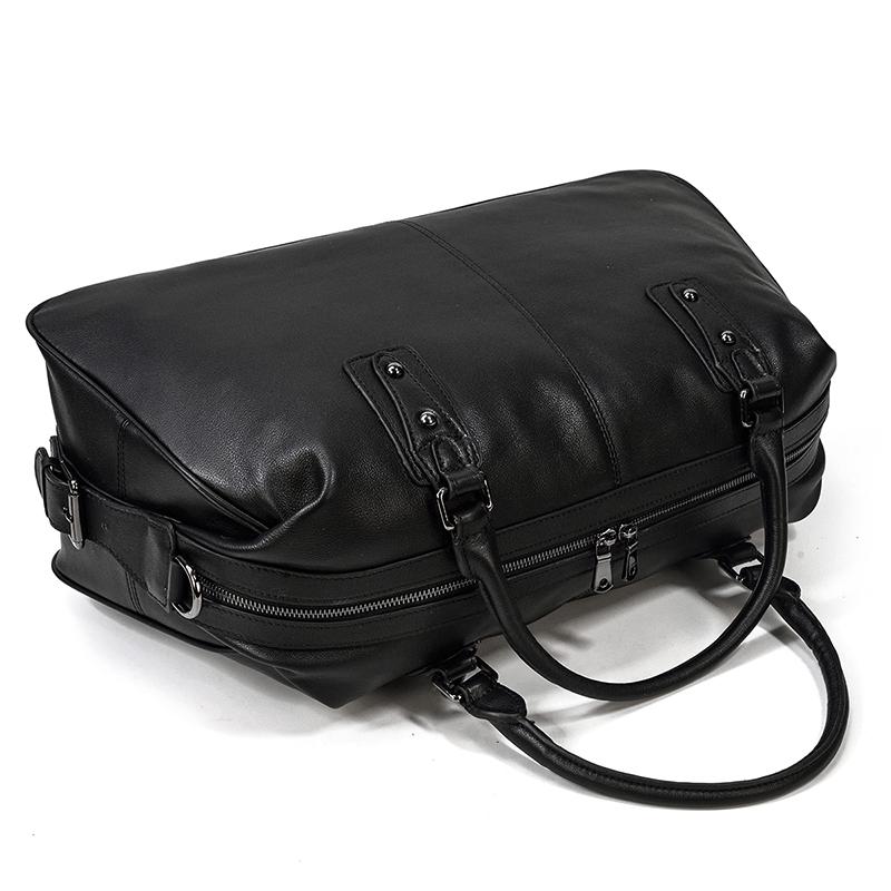 Lawrence - Black Leather Travel Bag