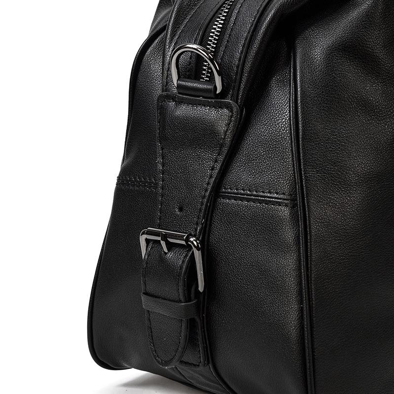Lawrence - Black Leather Travel Bag