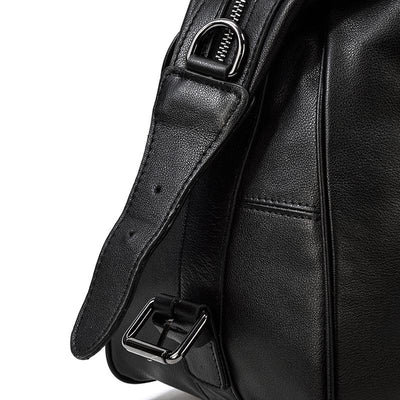 Lawrence - Black Leather Travel Bag