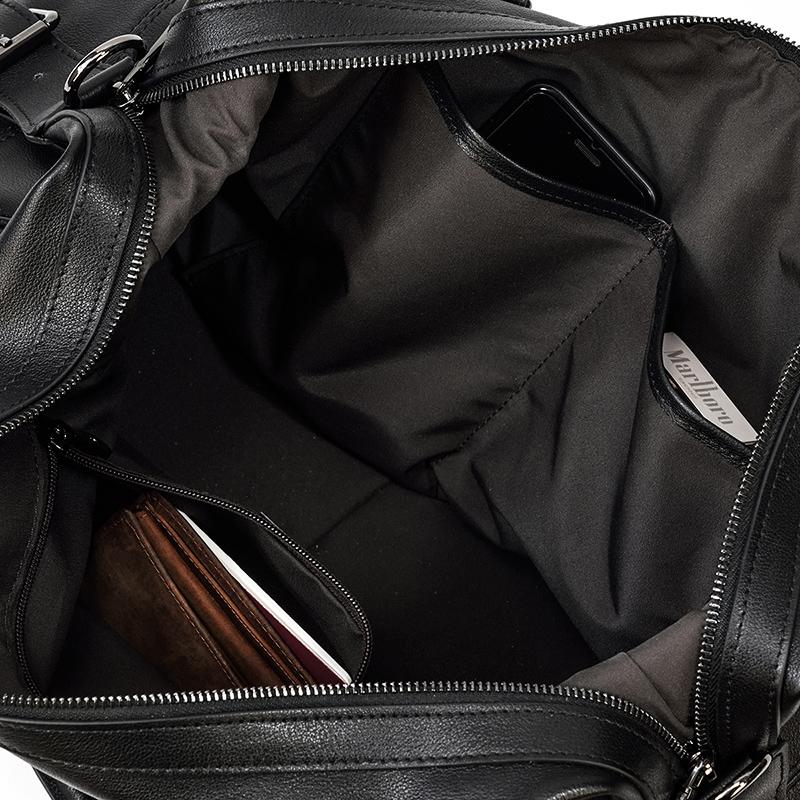 Lawrence - Black Leather Travel Bag