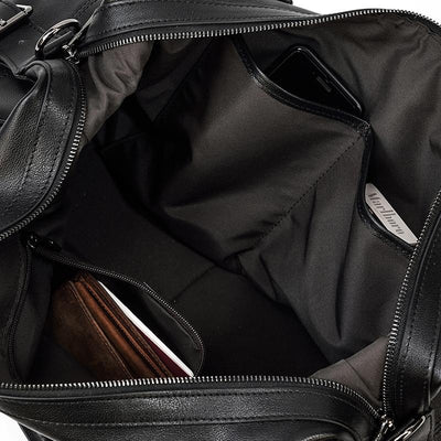 Lawrence - Black Leather Travel Bag