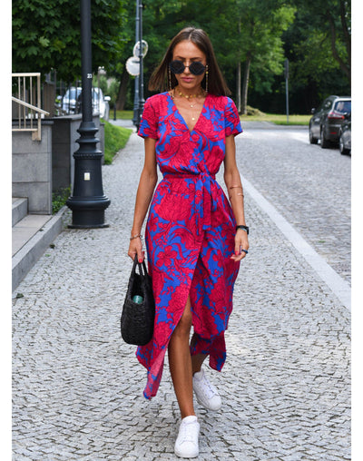 Delina| Floral Wrap Midi Dress