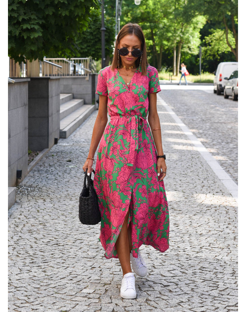 Delina| Floral Wrap Midi Dress