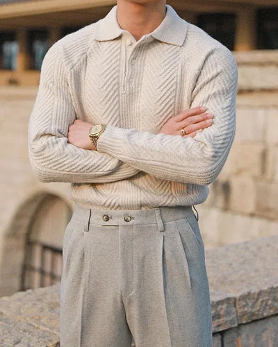 Laurent - Long Sleeve Knitted Polo
