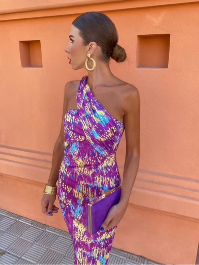 Solea | One-Shoulder Curve Midi Dress