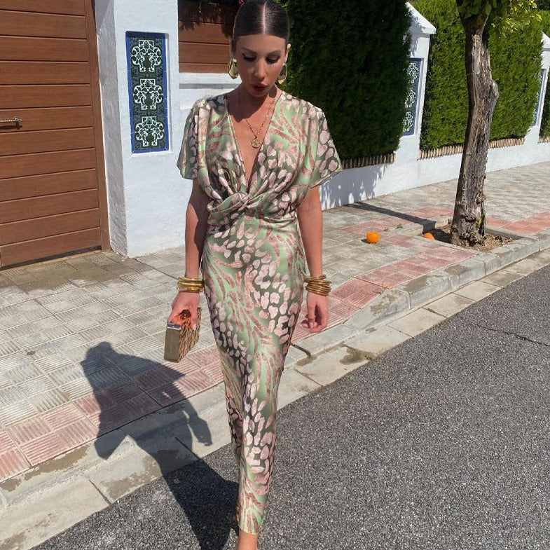 Celest - Twisted V-Neck Maxi Dress