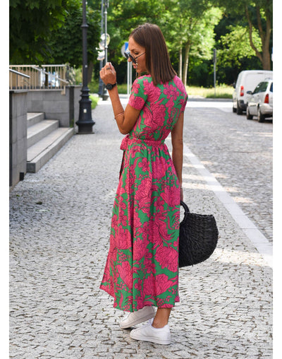 Delina| Floral Wrap Midi Dress