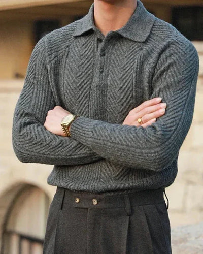 Laurent - Long Sleeve Knitted Polo