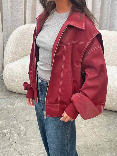 Georgia - Loose Biker Leather Jacket