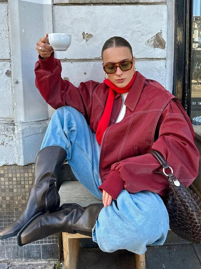 Georgia - Loose Biker Leather Jacket