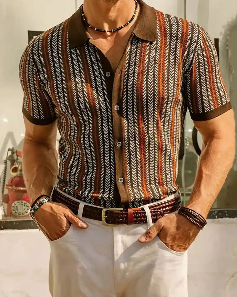 Larry - Knitwear Striped Jacquard Shirt