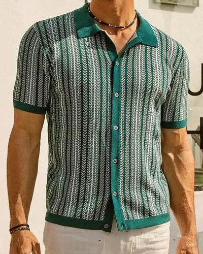 Larry - Knitwear Striped Jacquard Shirt
