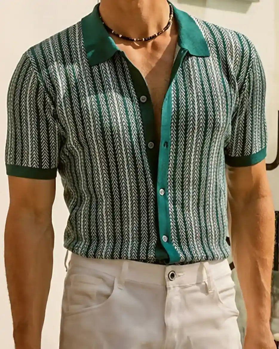 Larry - Knitwear Striped Jacquard Shirt