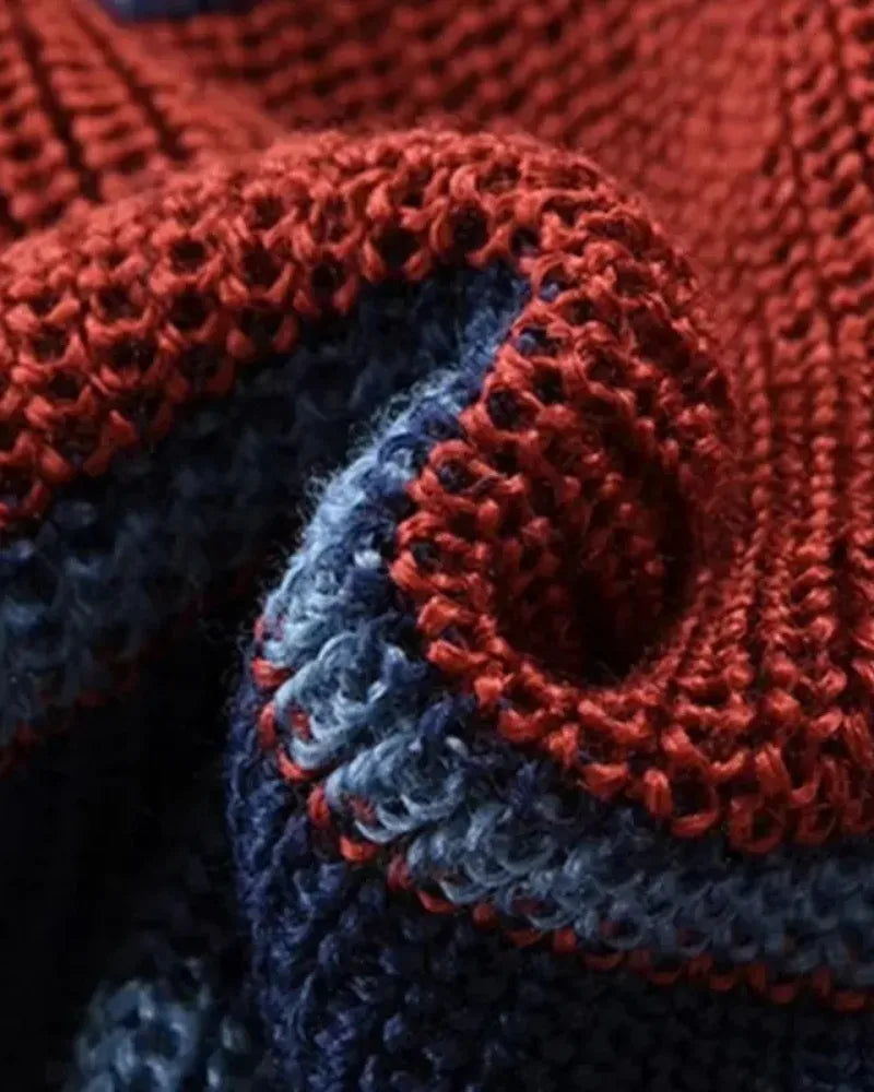 Elijah - Color Blocking Lapel Sweater