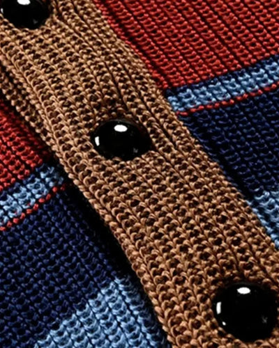 Elijah - Color Blocking Lapel Sweater