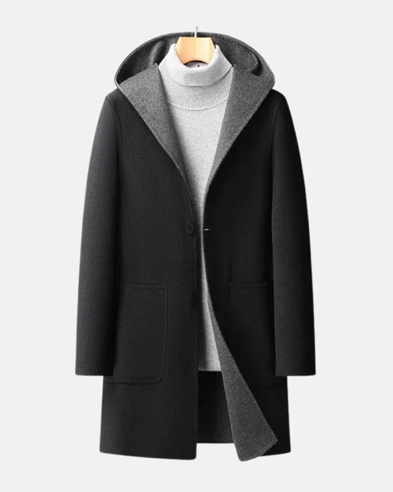 Regent Hooded Wool Overcoat