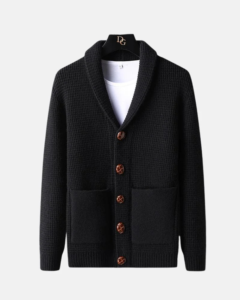 Wayne - Lapel Button Cardigan Sweater