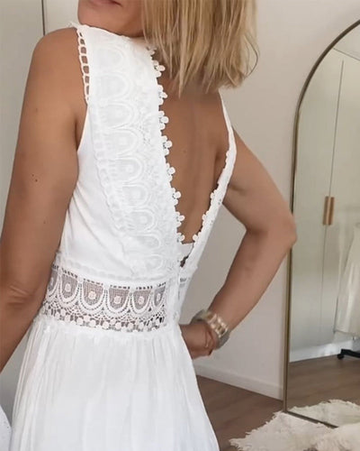 Hope - V-neck White Lace Dress