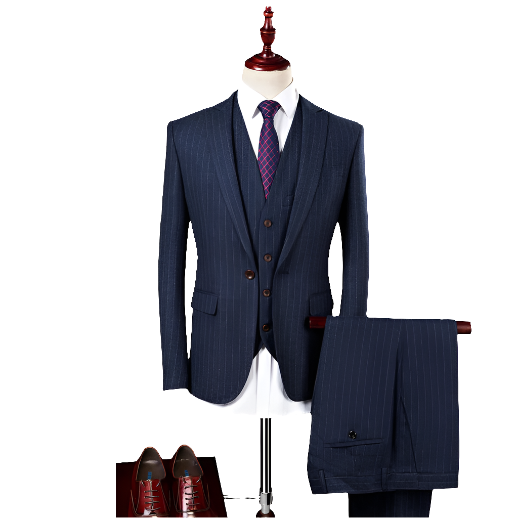 The Tommy Striped Navy Suit