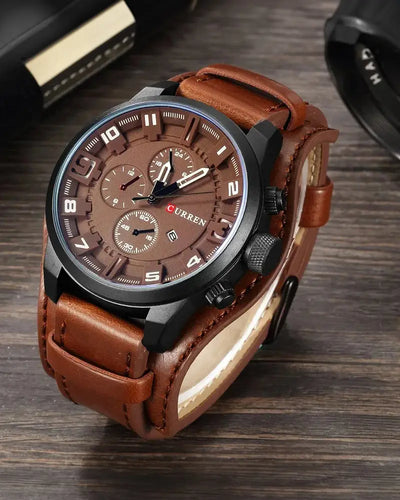 Max - Leather Strap Chronograph Watch