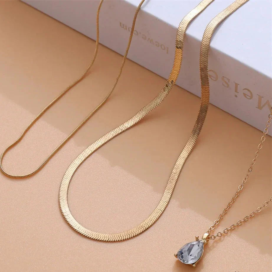 Raylee – Layered Gold Zirconia Pendant Necklace