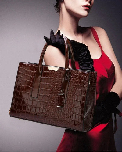 Tamsin - Crocodile-Print Leather Handbag