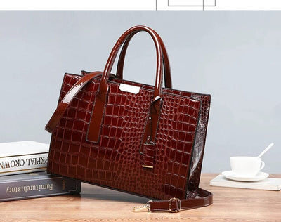 Tamsin - Crocodile-Print Leather Handbag