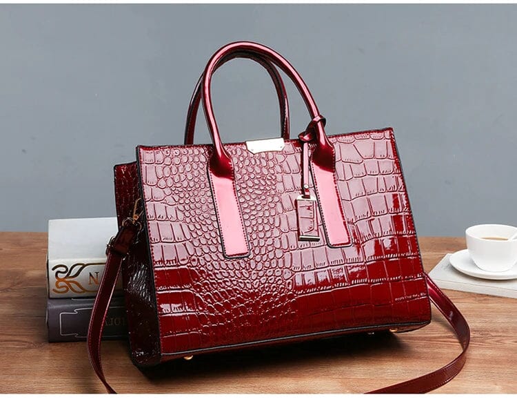 Tamsin - Crocodile-Print Leather Handbag