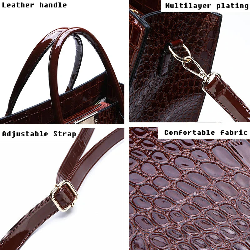 Tamsin - Crocodile-Print Leather Handbag