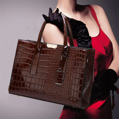 Tamsin - Crocodile-Print Leather Handbag