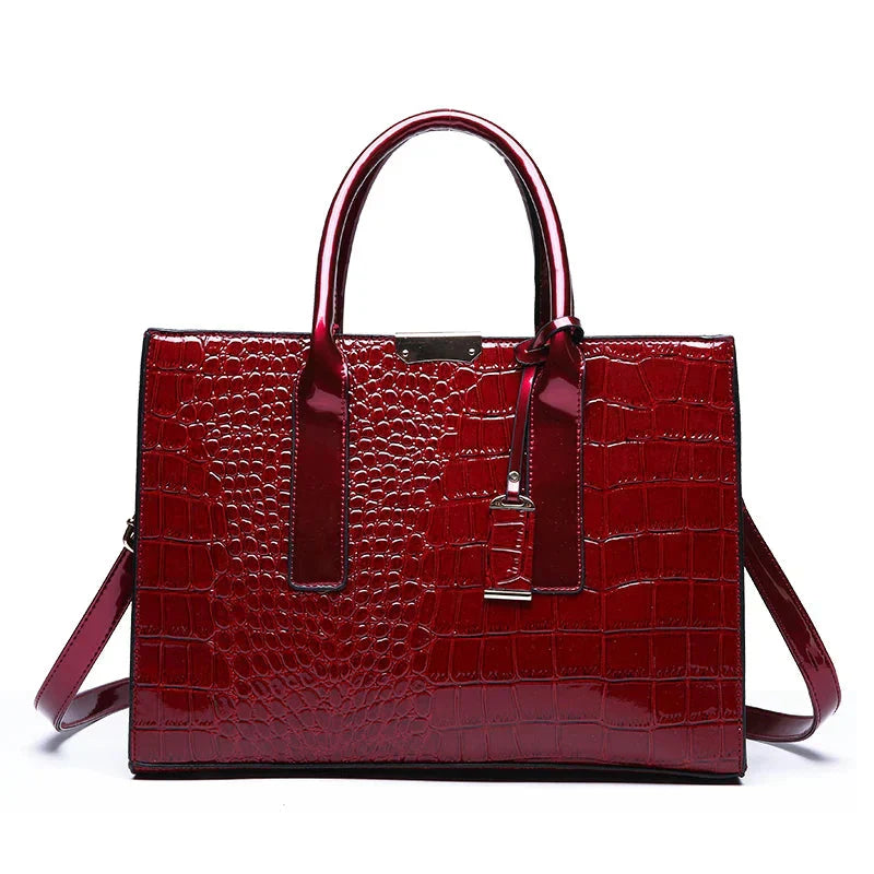 Tamsin - Crocodile-Print Leather Handbag