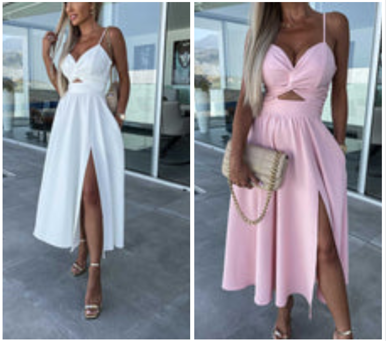 Sienna | Elegant Strappy Front Slit Midi Dress
