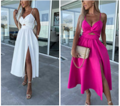 Sienna | Elegant Strappy Front Slit Midi Dress