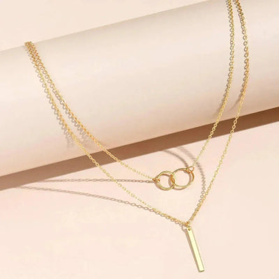 Eliana – Vintage Gold Dual Circle Pendant Necklace