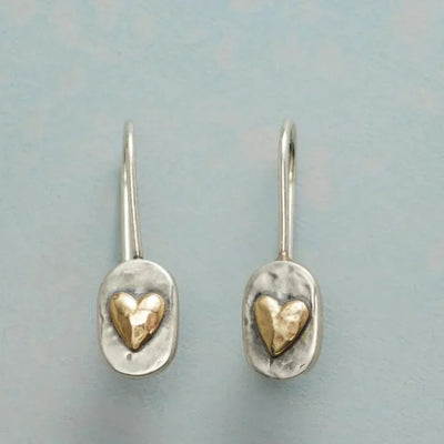 Araceli – Vintage Golden Heart Silver Earrings