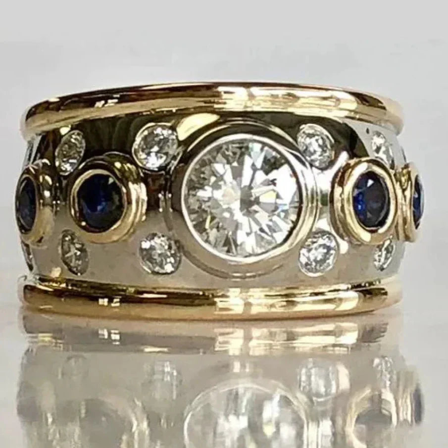 Edna – Vintage Golden Inlaid Zirconia Ring